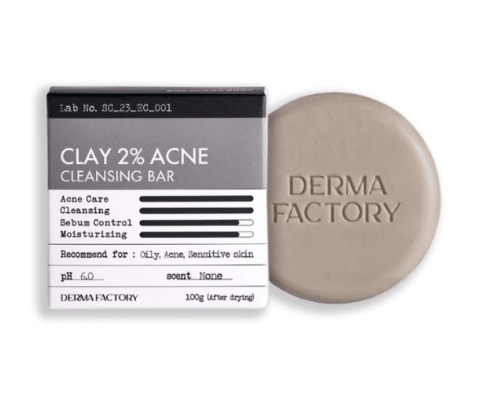 Очищуючий засіб для жирної та проблемної шкіри 3 в 1 Clay 2% Acne Cleansing Bar 100г DF092 фото